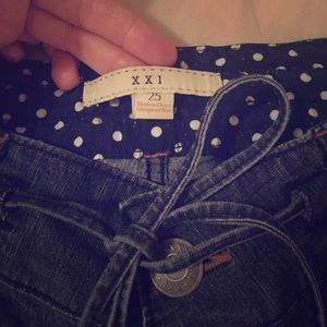 Forever 21 Button/tie wide leg jeans